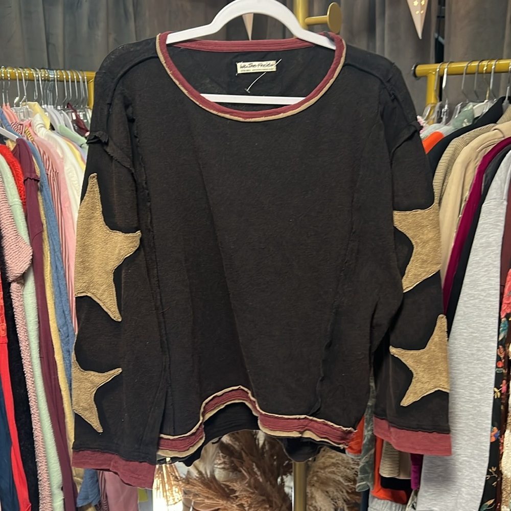 Free People We the Free You’re a Star Long Sleeve Tee in Black Combo - Picture 8 of 10
